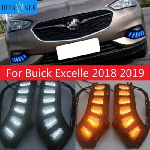 2pcs LED DRL daytime running light For Buick Excelle 2018 2019 White yellow blue Front Fog Lamp Day Light