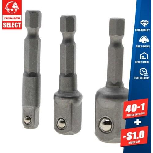 3pc/set 1/4" 3/8" 1/2" Hex Power Drill Bit Socket Spanner Bar Wrench Nut Extension Wrench Adaptor Shank Power Tool Kit