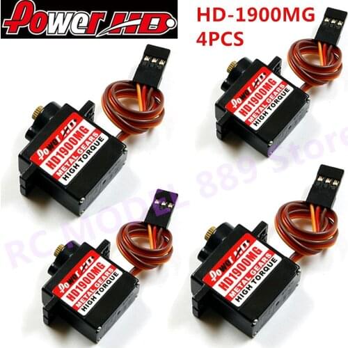 4PCS Power HD-1900MG 1.5KG 14g Servo Metal Gear Steel Ring Engine RC Car Spare Part
