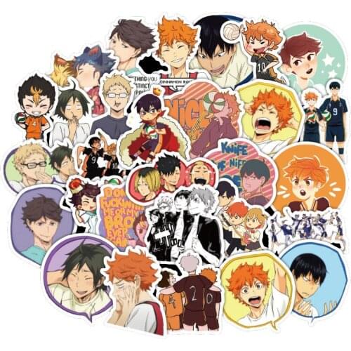 50pcs/set Anime Haikyuu!! Stickers Cosplay Accessories Prop PVC Waterproof Cartoon Decal Sticker