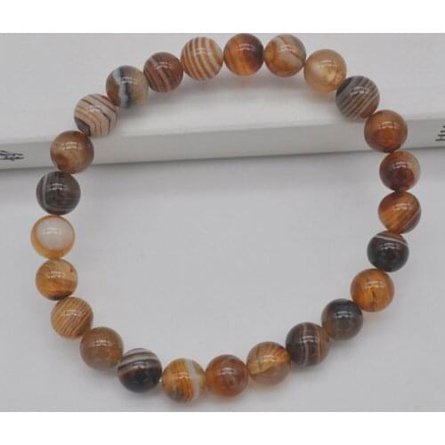 8MM Brown Veins Carnelian Round Beads GEM Bracelet Stretch 8 Inch Jewelry G548