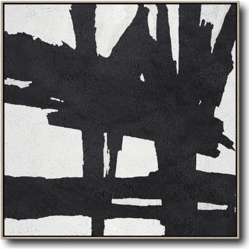 Black White Painting Abstract Cartoon Picture 100% Hand Painted Oil Painting on Canvas Wall Art for Living Room Decor No Frame