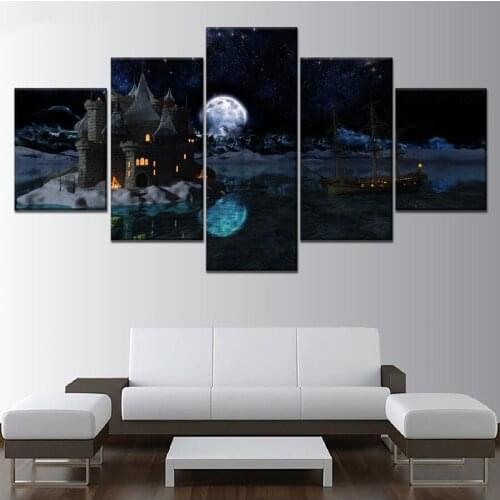 5d Diy diamond painting Fantasy Castle And Ship Moon landscape diamond embroidery cross stitch mosaic rhinestones paintingZP-737