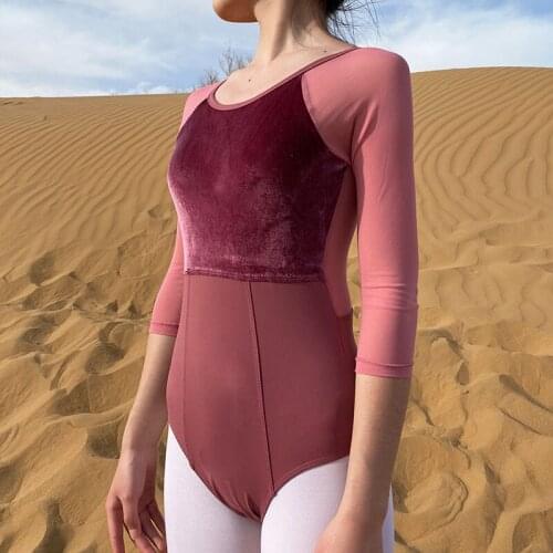 Velvet Ballet Dance Bodysuit For Adult Ballerina Costume Gymnastics Leotard Professionl Ballet Dancewear Dancer Outfit JL2377