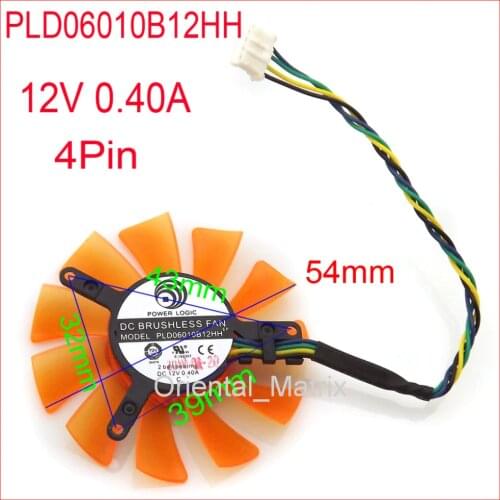 DC BRUSHLESS FAN PLD06010B12HH 55mm 12V 0.40A 32x39x43mm 4Wire 4Pin 6010 Graphics Card Cooling Fan