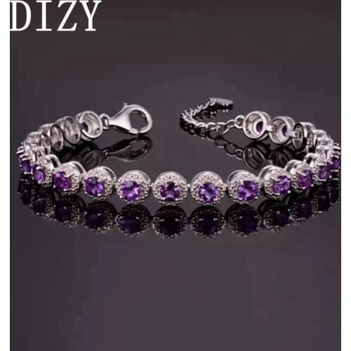 DIZY Natural Amethyst Bracelet For Women 100% 925 Sterling Silver Romantic Wedding Jewelry Gift 2019 New