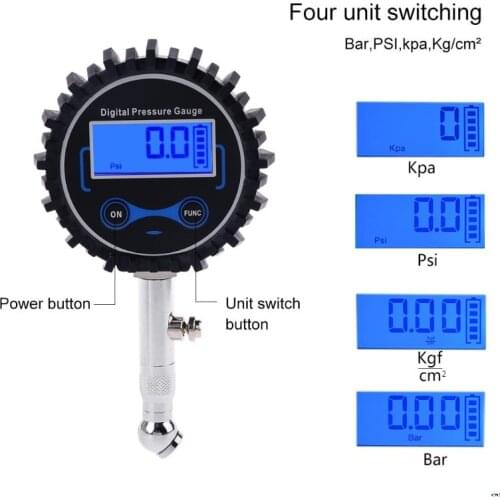 Digital 360 Quick Test Vehicle Tyre Tire Pressure Gauge 3-200 PSI Heavy Duty 2-1/2" Dial Car Motor Bike Tire Air Gauge