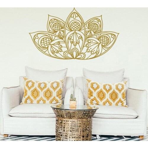 Lotus Flower Wall Decal Vinyl Boho Bohemian Moroccan Pattern Yoga Studio Namaste Mandala Wall Sticker Indian Home Decor C896