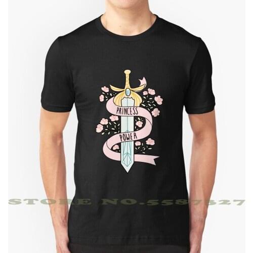 Princess Power Black White Tshirt For Men Women Shera She Ra Princess Netflix Cartoon Pink Sword Rose