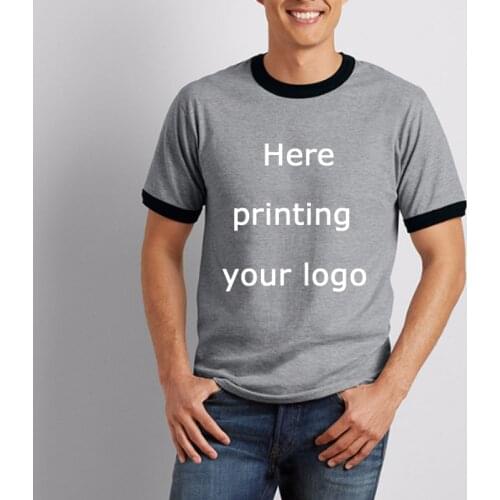 Factory Free Printing logo O-Neck t shirt men Patchwork top t-shirts Male Cotton shirts Solid Active tees Custom LOGO shirt