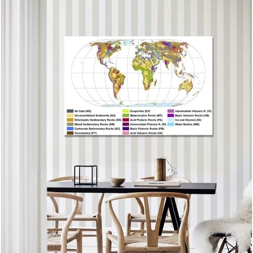 150*100 cm Geological Map Of the world Wall Decor Poster Non-woven Canvas Painting Living Room Home Decoration School Supplies