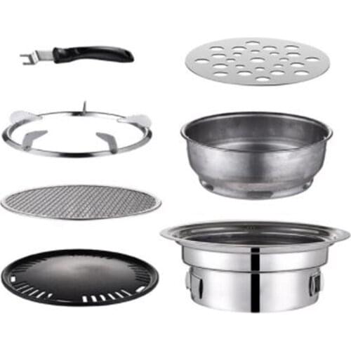 Stainless Steel Charcoal Barbecue Grill Set,Non-Stick Barbecue Grills Portable Bbq Grill Carbon Stove For Outdoor BBQ