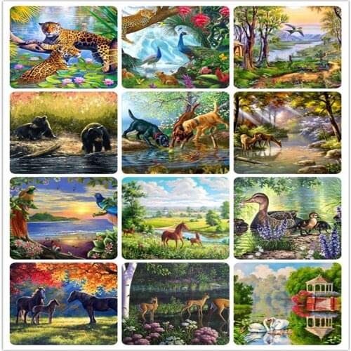 Nature Animals Painting By Numbers Cheetah Deer Picture Oil Paints By Number Canvas Painting Kits DIY Gift For Home Decor