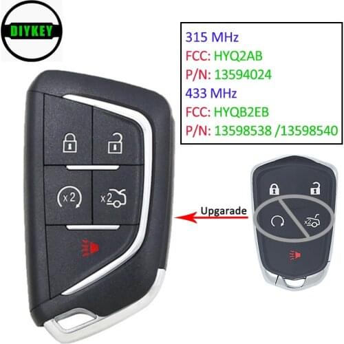 DIYKEY for Cadillac CTS ATS XTS XRS 2015-2019 Upgrade Remote Key Keyless Entry ID46 Chip ASK 315MHz FCC:HYQ2AB 433MHz FCC:HYQB2E