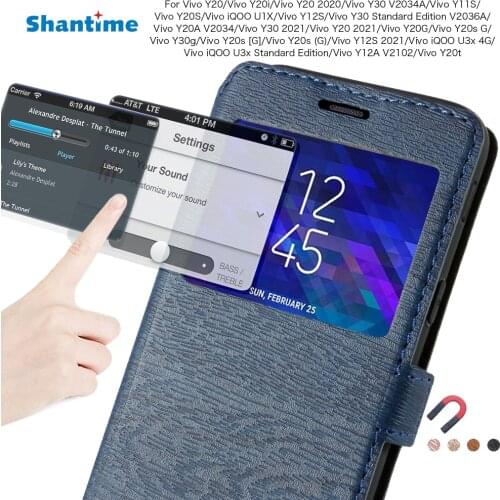 Leather Case For Vivo Y20 Y20i Y11S Y20S Y12S Case For Vivo Y20 2020 Vivo Y30 V2034A Vivo iQOO U1X View Window Case Back Cover