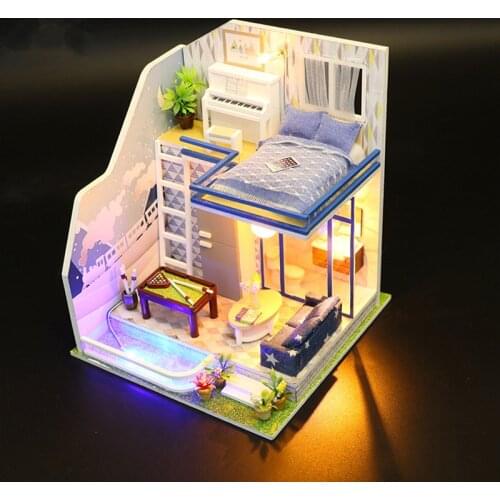 DIY dollhouse Miniature with furnitures wooden doll house sets Handmade Toys Gift For children new style home decoration