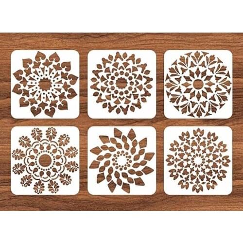 Reusable Mandala Floor Stencil Set of 6 Painting Stencil, Wall Painting Template Floor Wall Tile Fabric Wood Stencils DIY Decor