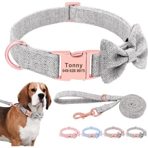 Fashion Personalized Dog Collar Custom Nylon Dog Collars Engraved Name ID Adjustable For Small Medium Large Dog Chihuahua