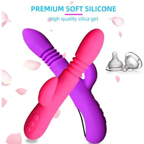 Man Nuo Heating Rabbit Vibrator Dildo Telescopic Rotating Vibration G Spot Vagina Clitoris Stimulator Adult Sex Toy for Women