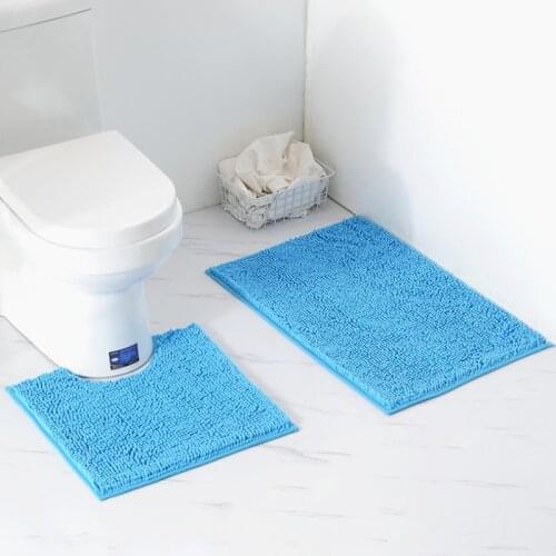2 Pcs Simple Bathroom Mat Set U Shape Bathroom Carpet Toilet Rugs Non-Slip WC Mat High Water Absorbent Bath Rugs tapete banheiro