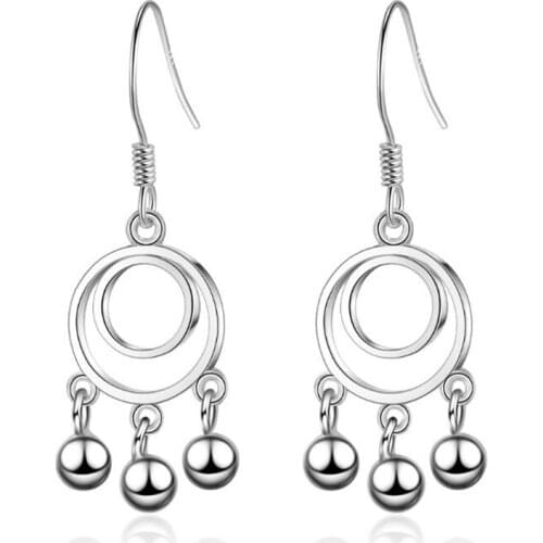 New Creative Fashion Dream Catcher Ball 925 Sterling Silver Jewelry Hollow Round Exquisite Dangle Earrings SE685