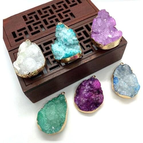 Drop-shaped Natural Stone Amethyst Colorful Pendant Ladies Necklace Bracelet Earrings Jewelry Accessories Wholesale DIY Gifts