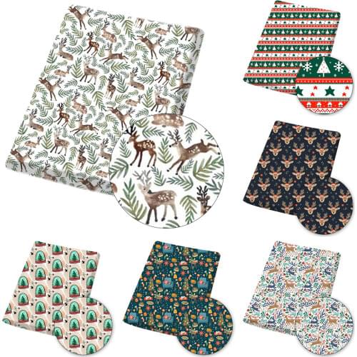 CHEER BOWS 45*145cm 1pc Christmas Polyester Cotton Cloth Fabric Printed Sheets Apparel Sewing Handmade Bag Material Home Textile