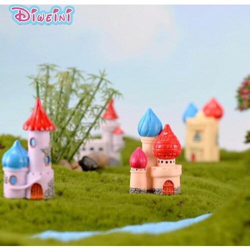 Fairy tale Castle Model Resin Crafts Palace Miniature cartoon Figures Mini Garden Cake decoration accessories toys Kids Gift