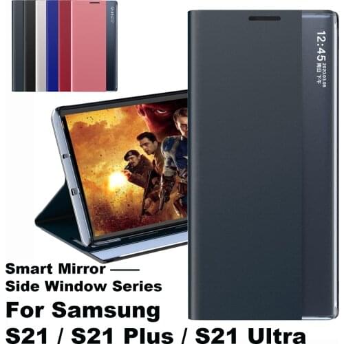 S21/S21Plus/S21Ultra Smart Case For Samsung Galaxy S21 Plus Ultra Stand Mirror Flip PU Leather Cover Intelligent Sleep Wake S21