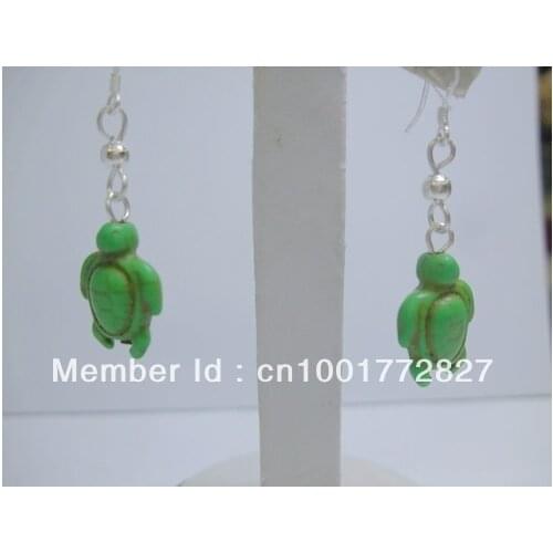 Unique design stone carve tortoise dangle silver plated hook earring party gift