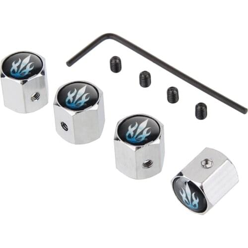 Universal Blue Flame Car Wheel Tire Valve Stems Cap AntiTheft Cover For Vw Passat B8 Peugeot 2008 Skoda Fabia Lada Vesta Pontiac