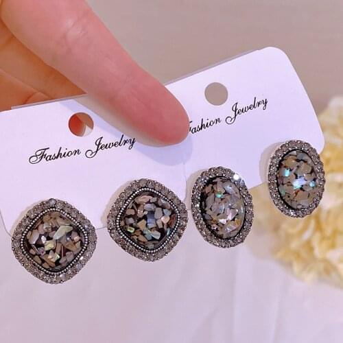 Vintage Boho Geometric Square Stud Earrings for Women Elegant Antique Silver Color Rhinestone Stud Earrings Ethnic Jewelry Gifts