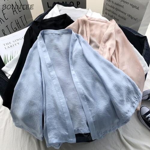 Shirts Women Summer Sun-proof 6 Colors Loose Students All-match Popular Casual Comfortable Open Stitch Ladies Simple Chic Newest