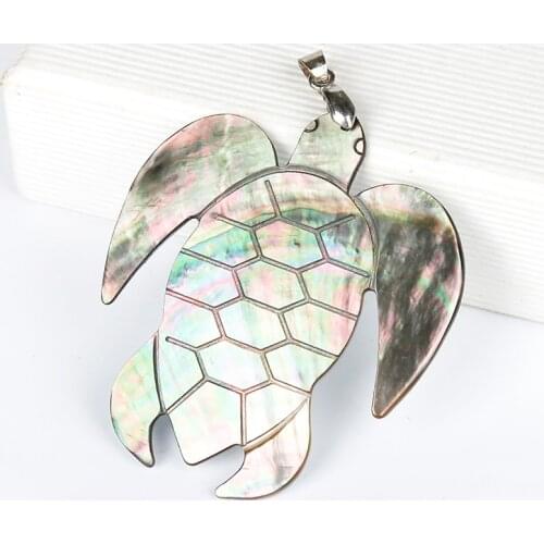 1PC Fashion natural shell sea turtle pendant reflective rock gemstones decoration meditation trend jewelry pendant DIY gift