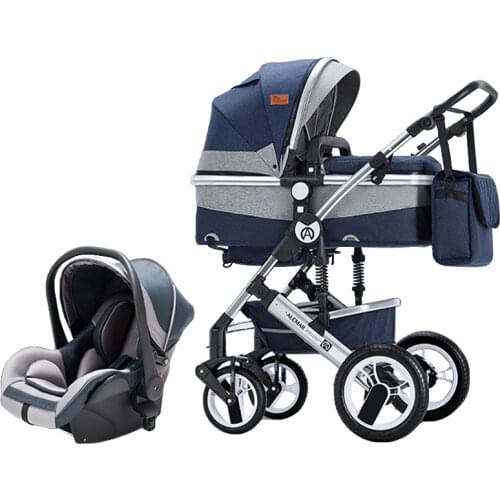 2021 High Landscape Baby Stroller 3 in 1 With Car Seat and Stroller Luxury Infant Stroller Set Newborn Baby Car Seat Trolley