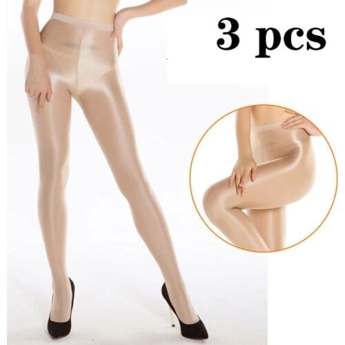 3pcs/lot 70D Women Sexy Shiny Glossy Pantyhose oil Tights thick good quality One Line Crotch oil Stockings wholesale