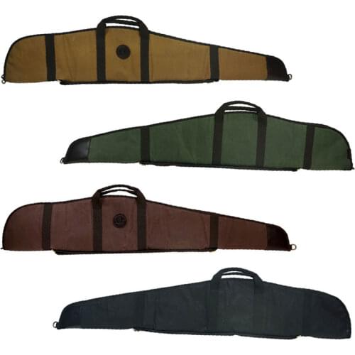 52" Scoped Rifle Bag Hunting Shooting Gun Carry Bag with Shoulder Strap Canvas Leather Shotgun Protection Case Backpack