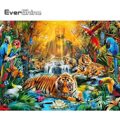 Evershine 5D DIY Diamond Mosaic Sale Tigers Diamond Painting Full Drill Square Animals Rhinestones Pictures Diamond Art Beadwork