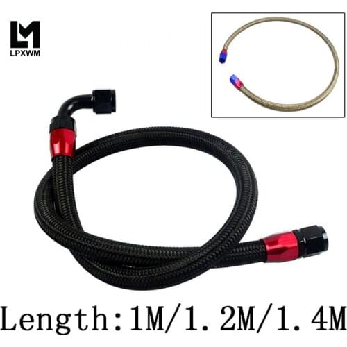 AN10 1M/1.2M/1.4M Stainless Steel Brained Oil Hose Line Hose Tube With 0Degree 90Degree Swivel Hose End Fitting Installed