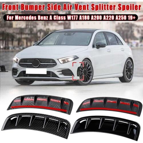 Front Bumper Side Spoiler Front Lower Bumper Lip Splitter Canard Trim For Mercedes for Benz A Class W177 A180 A200 A220 A250 19