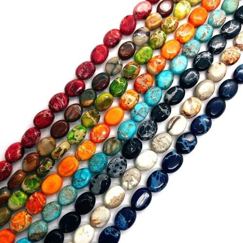 Natural Stone Beads Colorful Loose Spacer Beads for Handmade Jewelry Making Bracelet Accessories DIY Pendant Accessories Oval