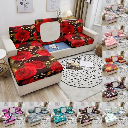 Elastic Sofa Seat Cover Stretch Seat Cushion Cover Couch Slipcover 3D Flower Print Slipcover for Living Room Decoration