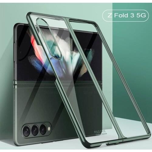 Electroplate Frame Case For Samsung Galaxy Z Fold 3 Transparent Hard Cover Full Protection Clear Case for Galaxy Z Fold3 5G
