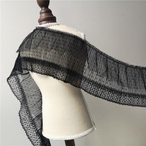 10cm wide Double-layer wave point pleating + net yarn Trendy lace ruffle lace accessories