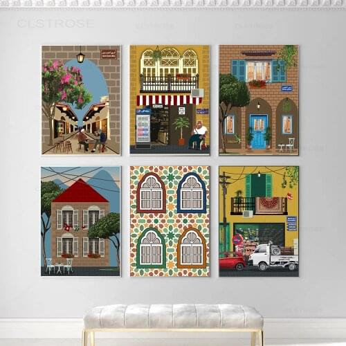 Hd Print Canvas Art Painting Lebanese House Arabic Village Vintage Travel Cities Landscape Posters Wall Art Picture For Living