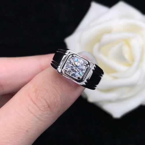 AU585 Men Ring Solid 14K White Gold Ring 0.5Ct 5.0MM D VVS1 Moissanite Diamond Ring Top Quality Anniversary Ring for Man