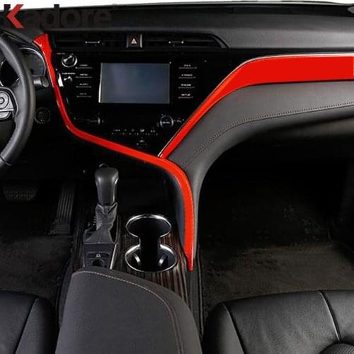 For Toyota Camry 70 2018 2019 2020 ABS Red Center Console Cover Trim Decoration Strip Frame Car Interior Accessories 2pcs LHD
