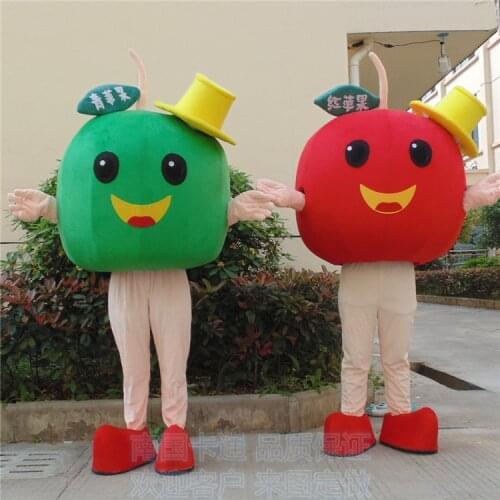 Red Green Apple Mascot Costume Cartoon Character Apple Fruit Cosplay Carnival Costume Stage Prop Adverstising Costume