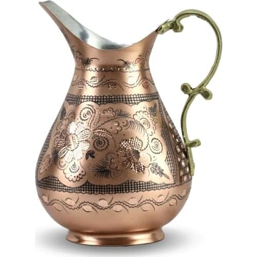 2 liters Large Jug hand hammered copper Turk water pitcher pure copper pitcher made in turkey - 1 piece jug