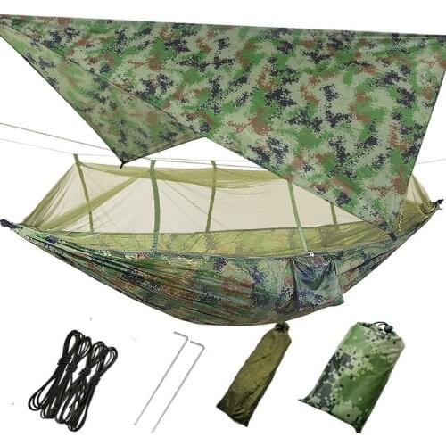 Lightweight Portable Camping Hammock and Tent Awning Rain Fly Tarp Waterproof Mosquito Net Hammock Canopy 210T Nylon Hammocks